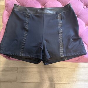 Bebe Black High Waist Shorts with Satin Stripes